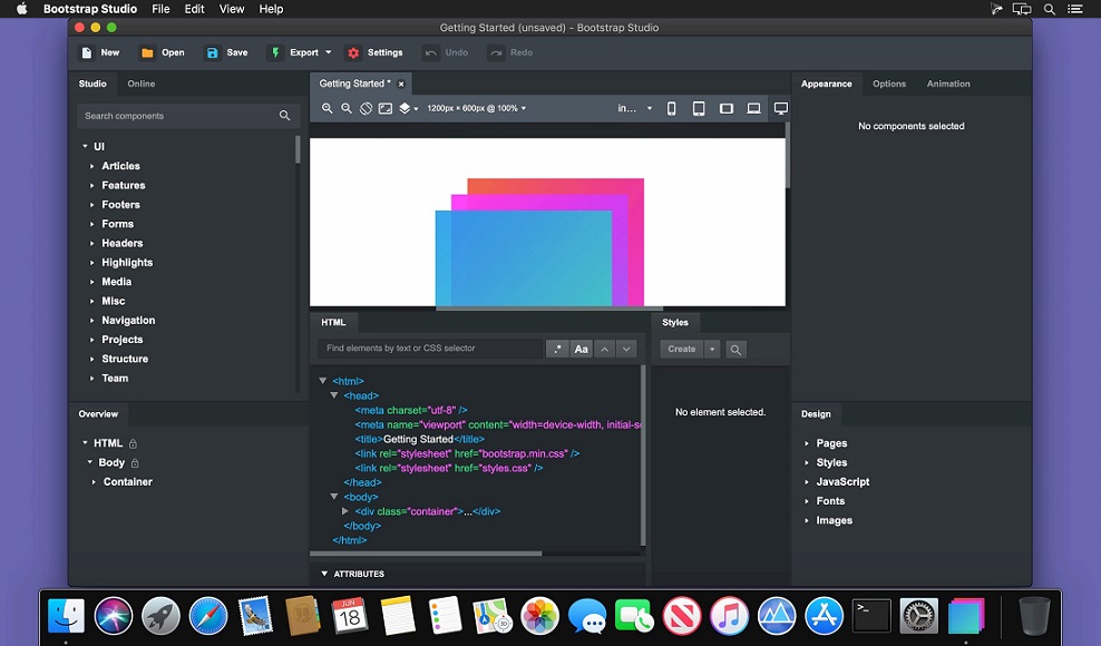 Bootstrap Studio 5 for macOS Free Download