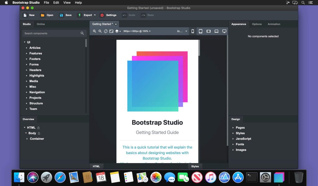 Bootstrap Studio 5 for macOS Full Version Download