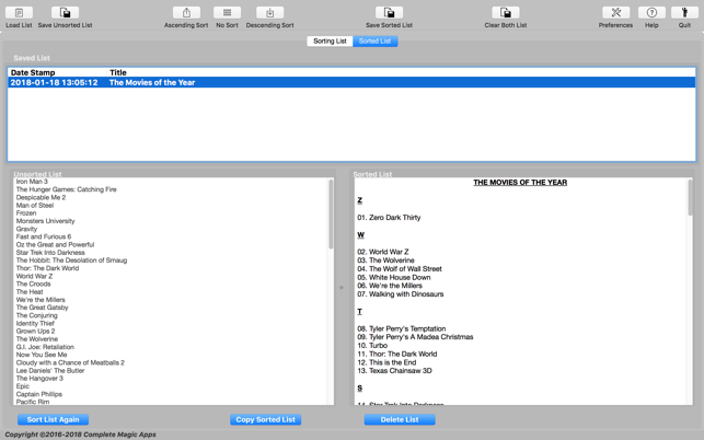 Magic Sort List 3 for Mac Free Download