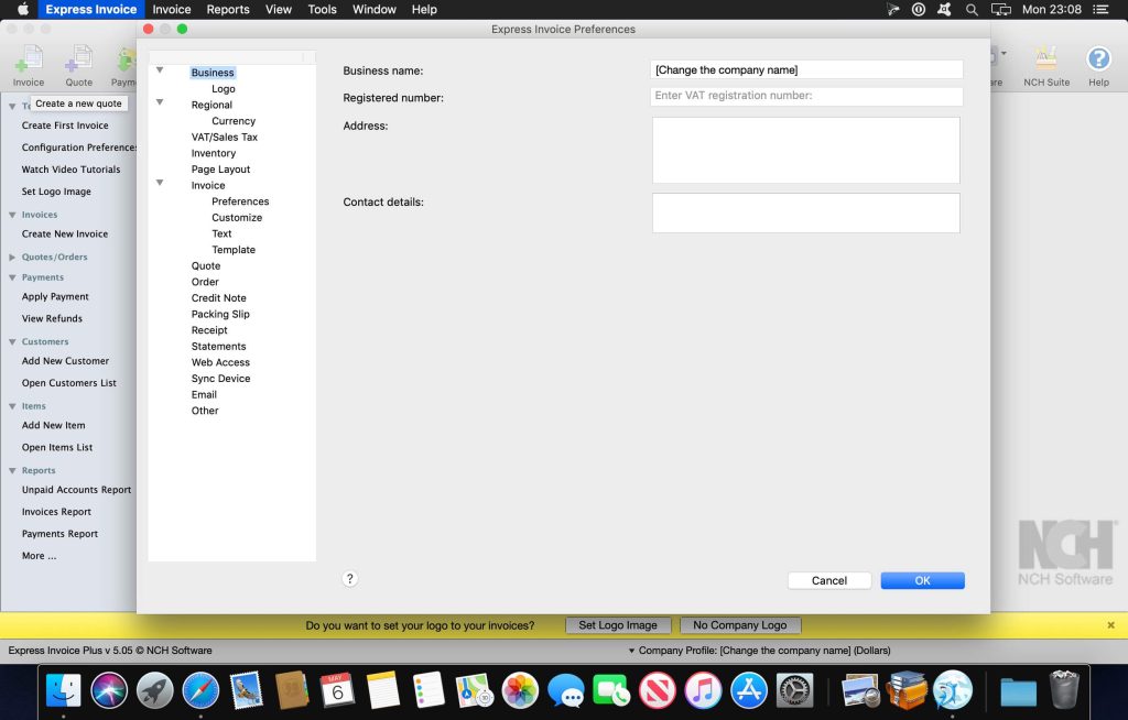 NCH Express Invoice Plus for Mac Free Download