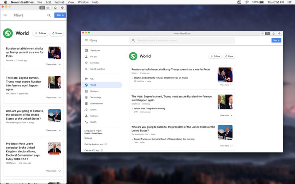 News Headlines App for Google 4 Free Download macOS