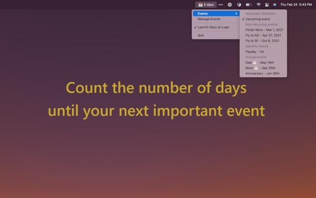 Days Countdown 2023 for Mac Free Download