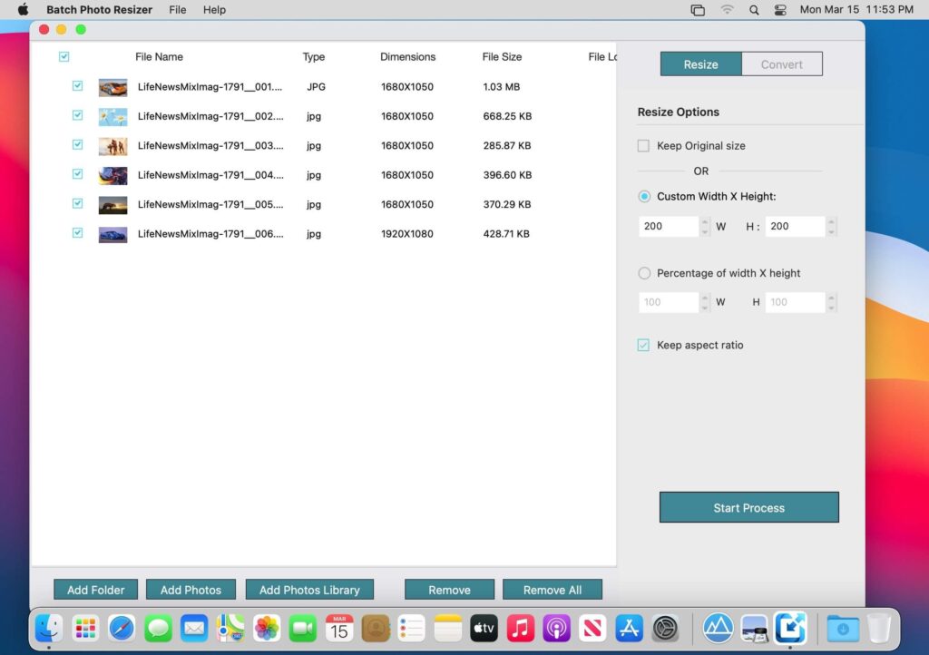 Batch Photo Resizer 3 for MacOSX Free Download