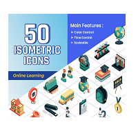 Videohive Isometric Icons Online Learning for After Effects Download Free