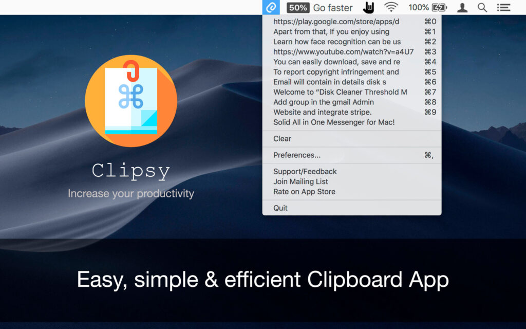 Clipsy Clipboard Manager for MacOSX Free Download