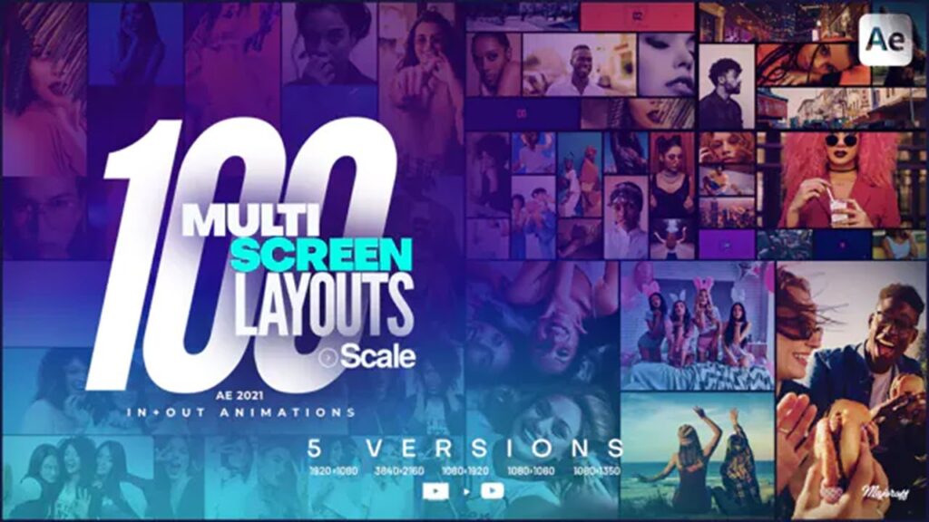 Videohive 100 Multi-Screen Layouts for After Effects Free Download