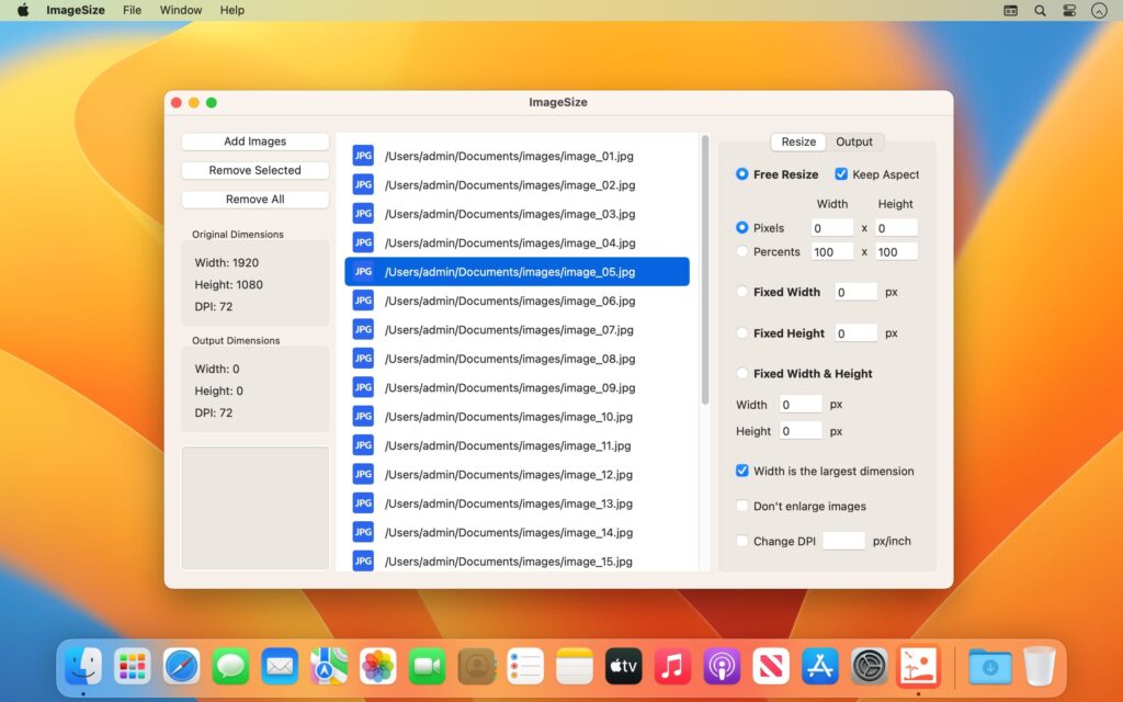 ImageSize Resize Photos 1.3 for Mac Free Download