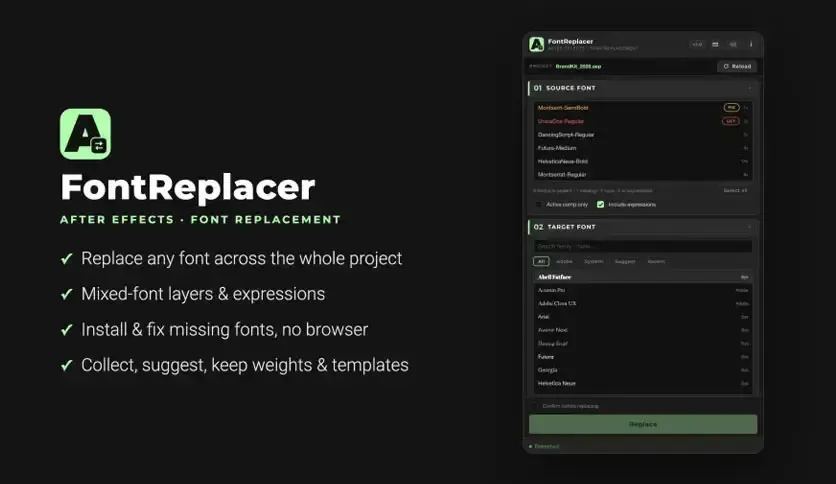 Aescripts FontReplacer for Mac