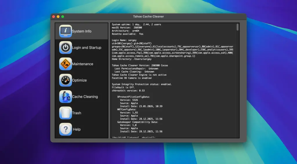 Tahoe Cache Cleaner for Mac