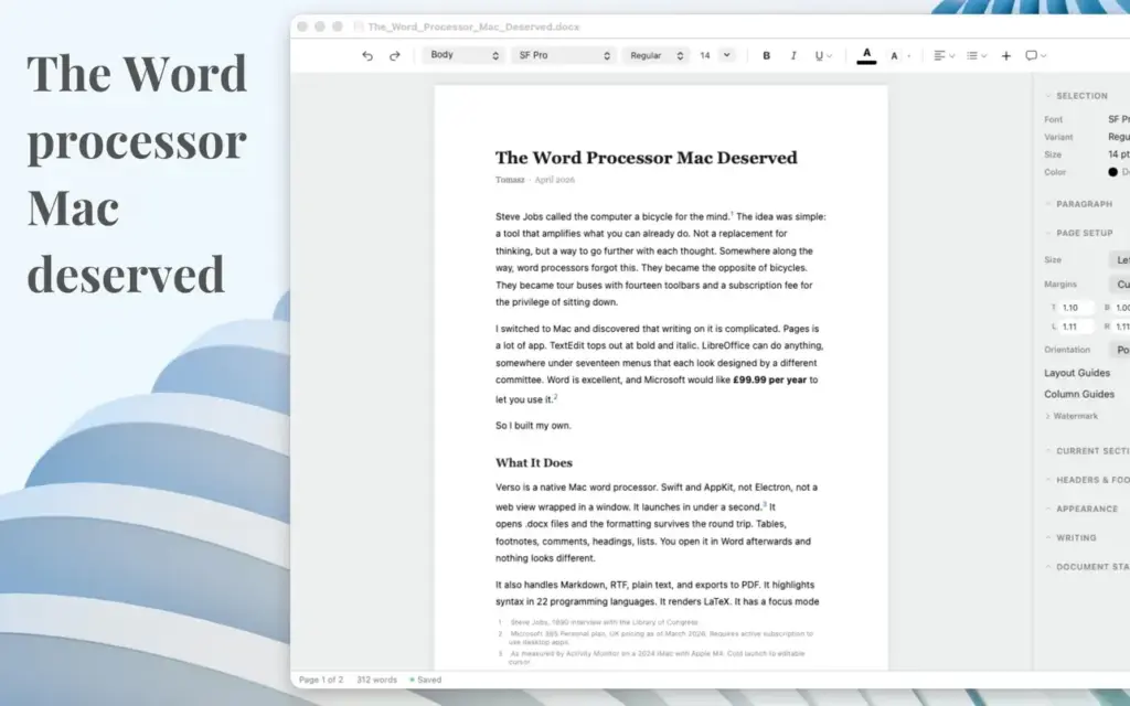 Verso Writer for Mac