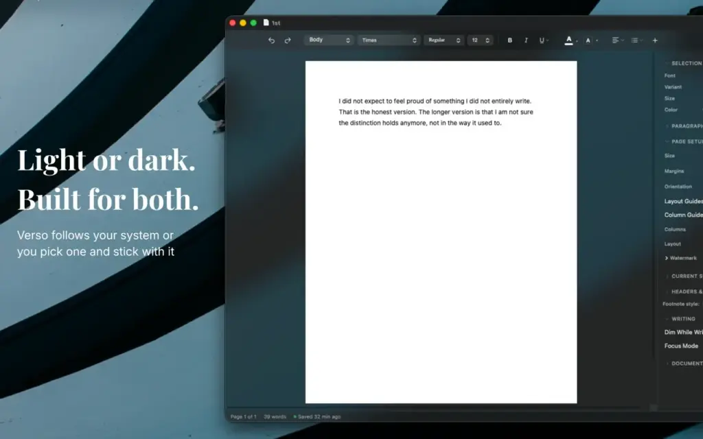 Verso Writer for MacOS Free Download