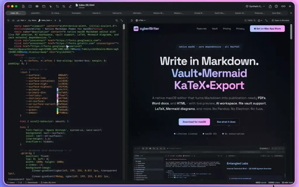 cyberWriter for MacOS Free Download